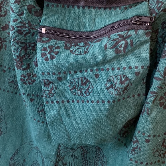 Green Printed Crossbody Shoulder Hippie Boho Messenger Cotton Bag - Picture 4 of 13